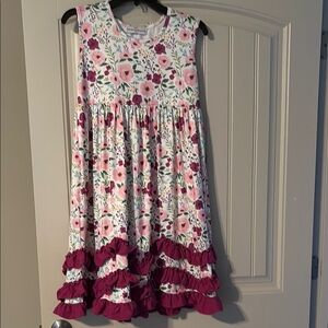 Floral Sleeveless Kids Dress with Ruffle Hem